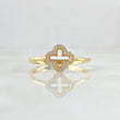 Anillo Flor Trebol 1.75gr / T7 3/4 / Circones Blancos Oro Amarillo 18K ©