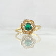 Anillo Flor de Gardenia 3.4gr / T7 1/4 / Circones Blancos Verdes Oro Amarillo 18K ©