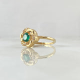 Anillo Flor de Gardenia 3.4gr / T7 1/4 / Circones Blancos Verdes Oro Amarillo 18K ©