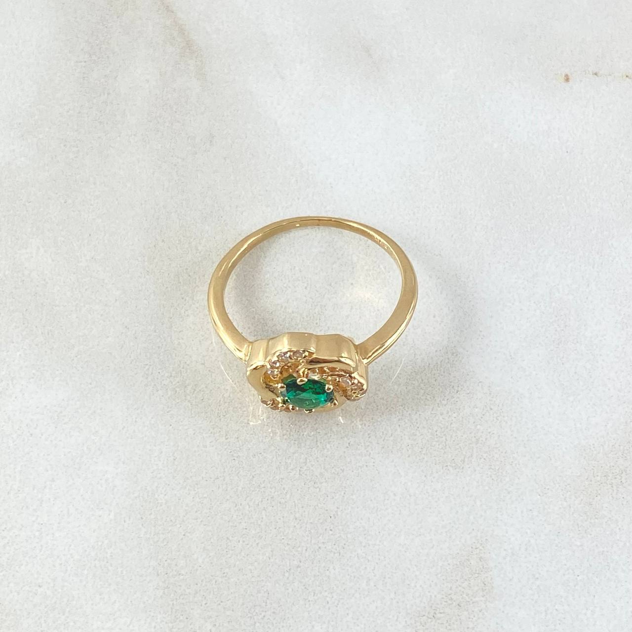 Anillo Flor de Gardenia 3.4gr / T7 1/4 / Circones Blancos Verdes Oro Amarillo 18K ©