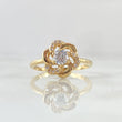 Anillo Flor de Gardenia 3.15gr / T7 1/4 / Circones Blancos Oro Amarillo 18K ©