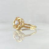 Anillo Flor de Gardenia 3.15gr / T7 1/4 / Circones Blancos Oro Amarillo 18K ©