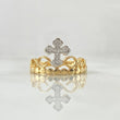 Anillo Corona Cruzada 2.55gr / T6 / Circones Blancos Dos Oros Amarillo Blanco 18K ©