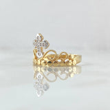 Anillo Corona Cruzada 2.55gr / T6 / Circones Blancos Dos Oros Amarillo Blanco 18K ©