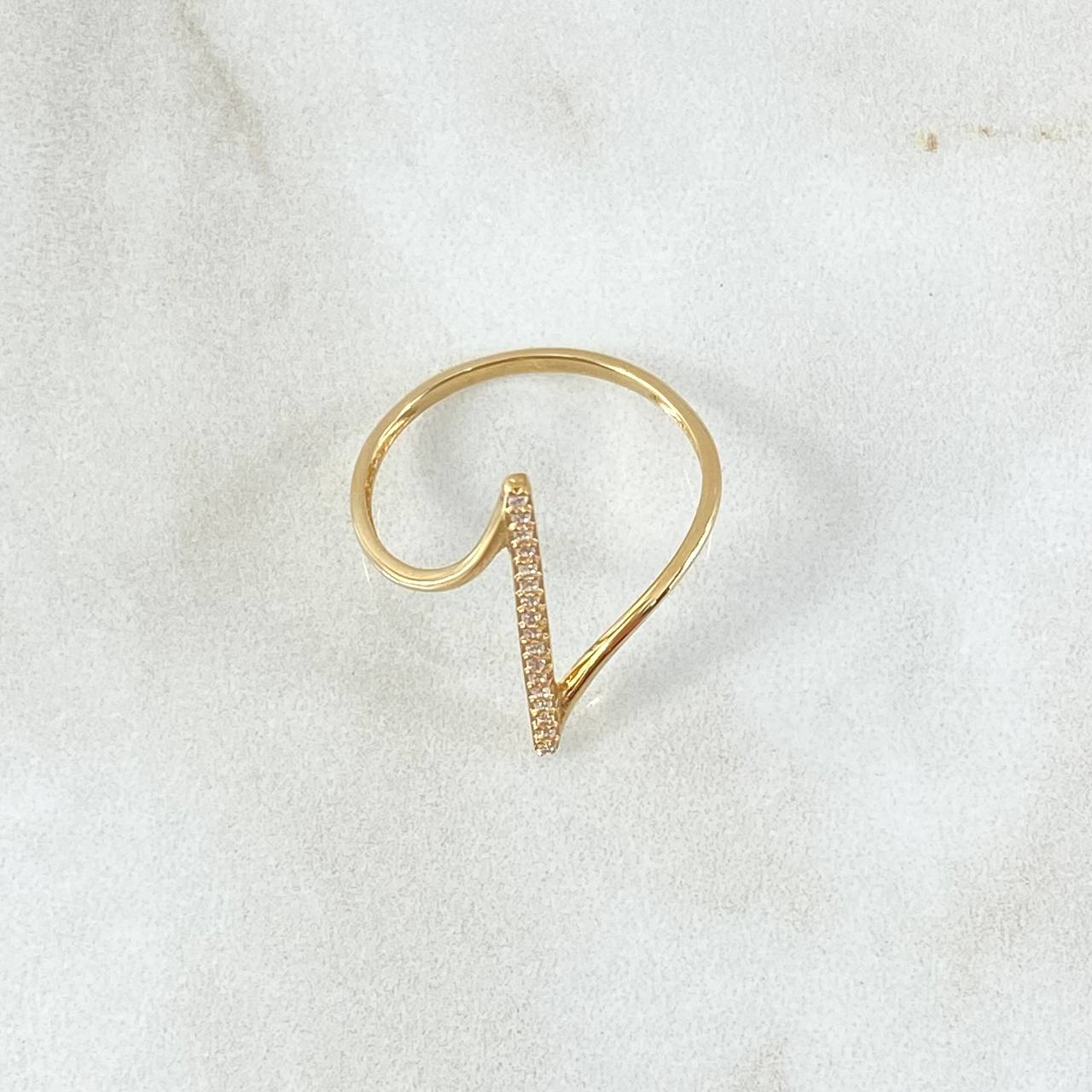 Anillo Linea Perpendicular 1.55gr / T8 1/4 / Circones Blancos Oro Amarillo 18K ©