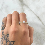 Anillo Solitario Cetro Punteado 2.1gr / T7 1/2 / Circones Blancos Oro Amarillo 18K ©