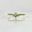 Anillo Solitario en V 1.5gr / T7 1/2 / Circones Verdes Blanco Oro Amarillo 18K ©