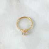 Anillo Solitario Cetro Tupido 1.35gr / T5 1/2 / Circones Blancos Oro Amarillo 18K ©