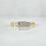 Anillo Carril Corazón Incrustado 1.6gr / T6 / Circones Blancos Dos Oros Amarillo Blanco 18K ©