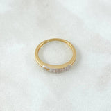 Anillo Carril Corazón Incrustado 1.6gr / T6 / Circones Blancos Dos Oros Amarillo Blanco 18K ©