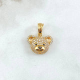 Dije Rostro Oso 3gr / 2cm / Circones Blancos Negros Oro Amarillo 18K *