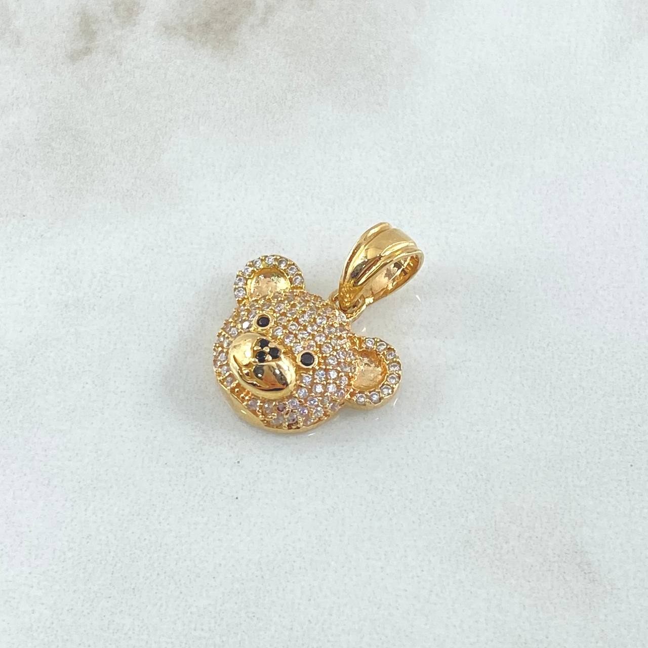Dije Rostro Oso 3gr / 2cm / Circones Blancos Negros Oro Amarillo 18K *