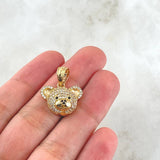 Dije Rostro Oso 3gr / 2cm / Circones Blancos Negros Oro Amarillo 18K *