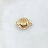 Herraje Corazón Halo Tupido 1.5gr / 2cm / Circones Blancos Oro Amarillo 18K *