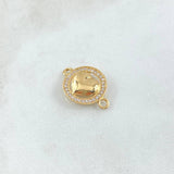 Herraje Corazón Halo Tupido 1.5gr / 2cm / Circones Blancos Oro Amarillo 18K *