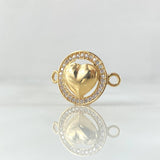 Herraje Corazón Halo Tupido 1.5gr / 2cm / Circones Blancos Oro Amarillo 18K *