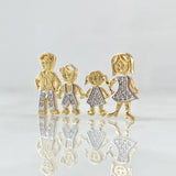 Dije Familia Papá - Mamá - Hijo - Hija 3.65gr / 3cm / Circones Blancos - Sin Cargador Dos Oros Amarillo Blanco 18K