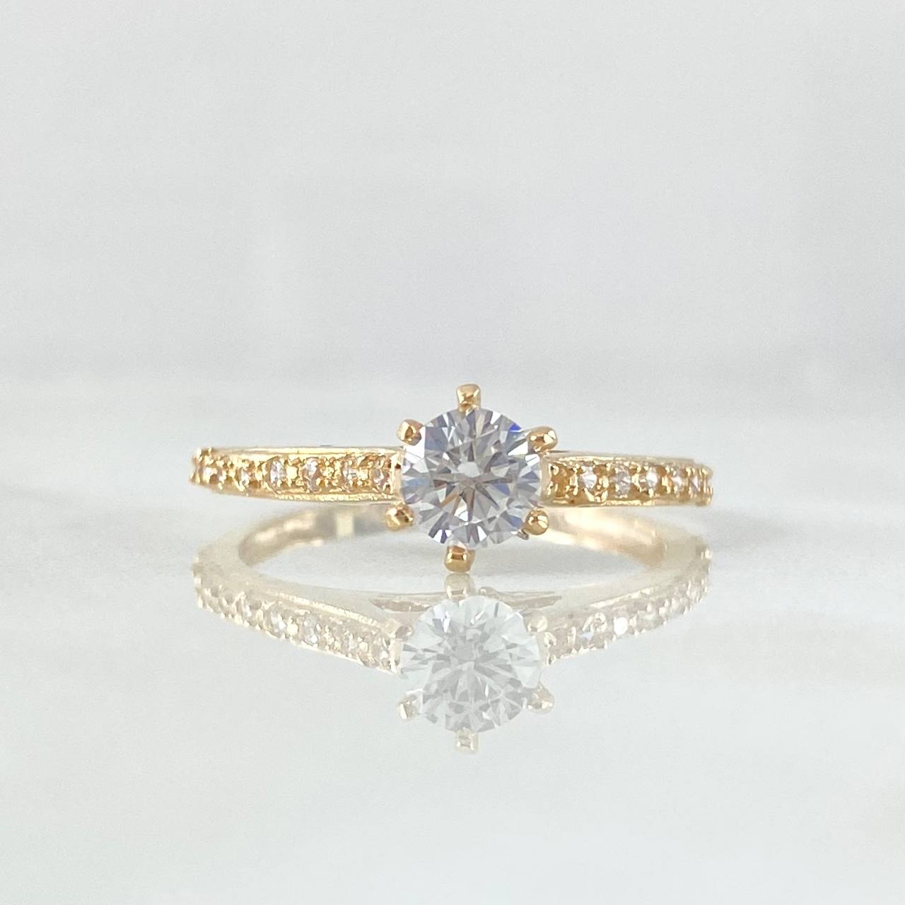 Anillo Puente Victoriano 2.25gr / T7 1/4 / Circones Blancos Oro Amarillo 18K *