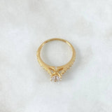 Anillo Puente Victoriano 2.15gr / T6 3/4 / Circones Blancos Oro Amarillo 18K *