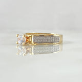 Anillo Solitario Central Cubico 4.2gr / T6 1/2 / Circones Blancos Oro Amarillo 18K *