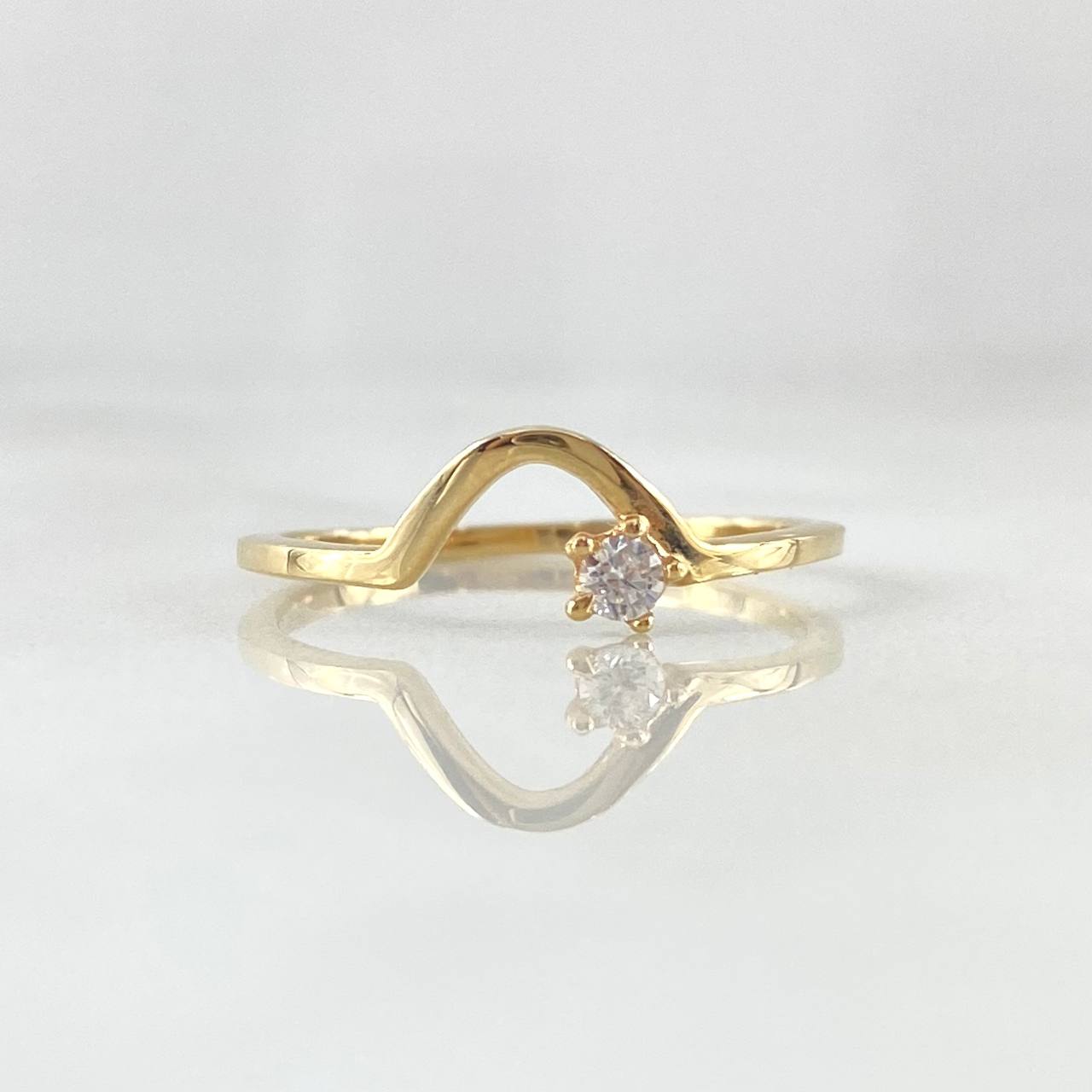 Anillo Curva en V Petit 1.35gr / T6 1/2 / Circon Blanco Oro Amarillo 18K *
