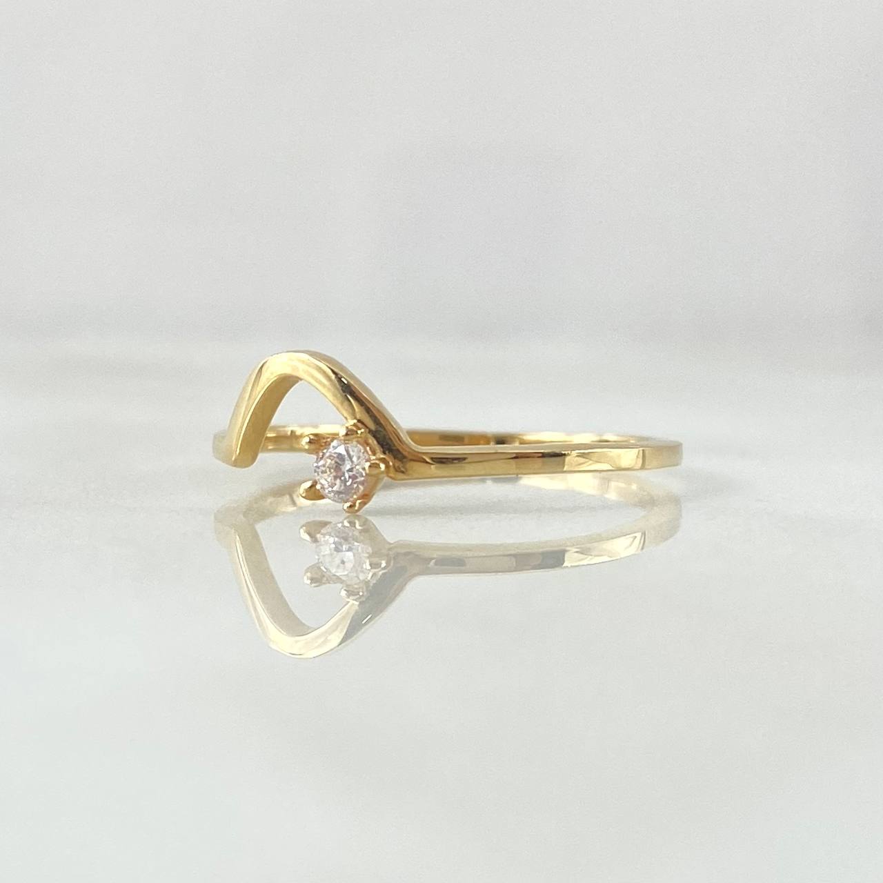Anillo Curva en V Petit 1.35gr / T6 1/2 / Circon Blanco Oro Amarillo 18K *
