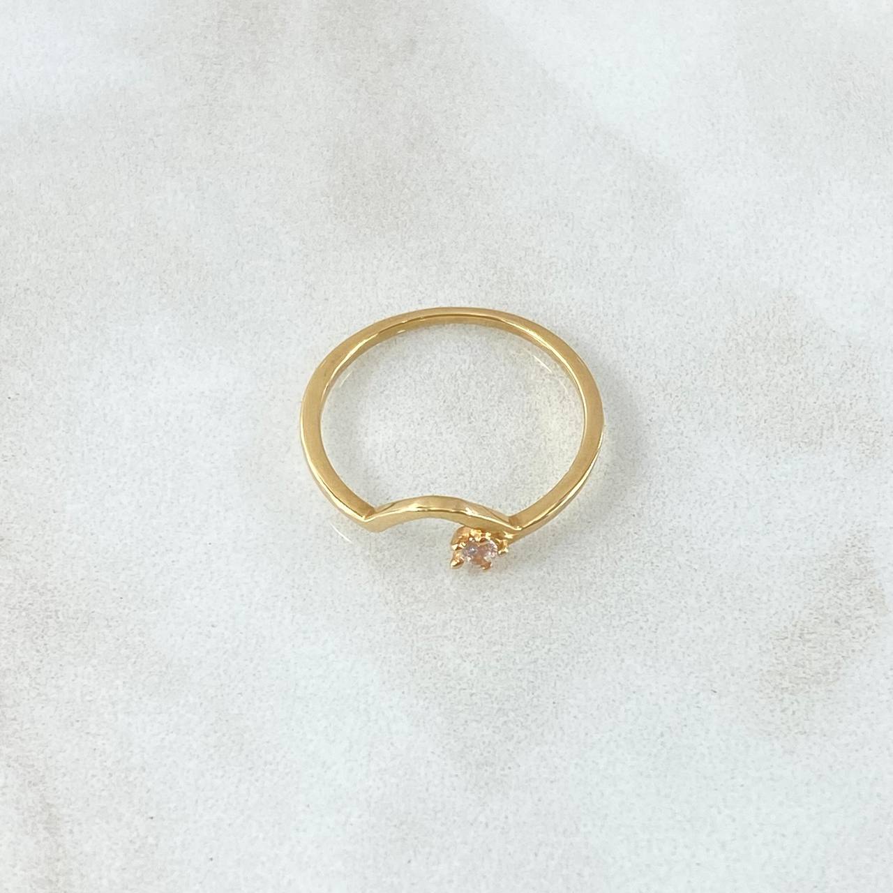 Anillo Curva en V Petit 1.35gr / T6 1/2 / Circon Blanco Oro Amarillo 18K *