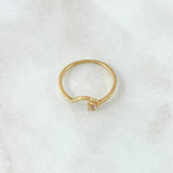 Anillo Curva en V Petit 1.35gr / T6 1/2 / Circon Blanco Oro Amarillo 18K *
