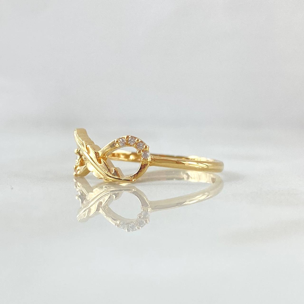 Anillo Infinito Pluma Parcial 1.4gr / T5 1/4 / Circones Blancos  Oro Amarillo 18K *
