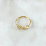 Anillo Infinito Pluma Parcial 1.4gr / T5 1/4 / Circones Blancos  Oro Amarillo 18K *