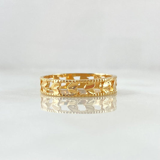 Anillo Corazones Carriles Bordeados 2.5gr / T8 1/4 / Oro Amarillo 18K *