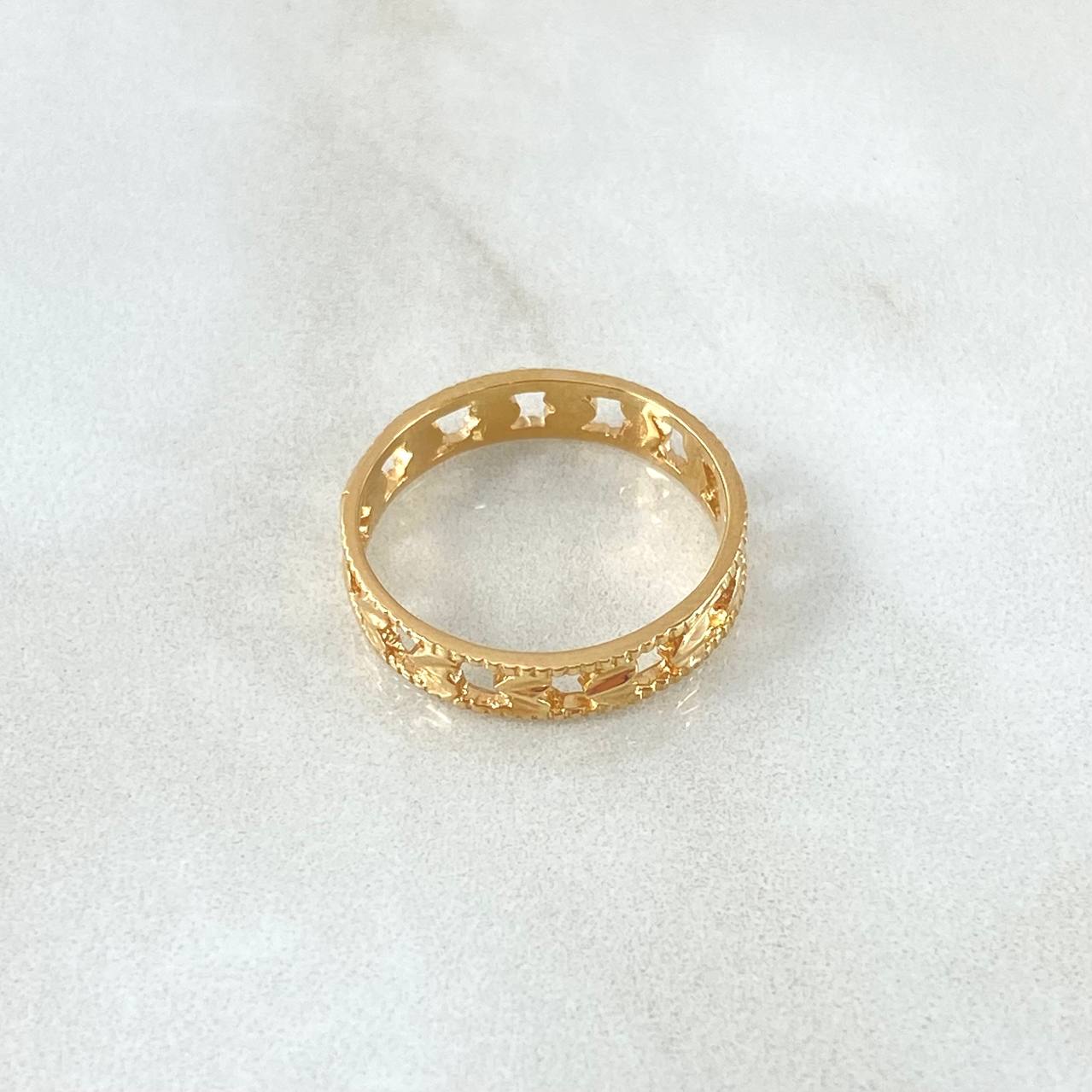 Anillo Argolla Corazones Rayados Internos 2.45gr / T6 3/4 / Diamantado Oro Amarillo 18K *
