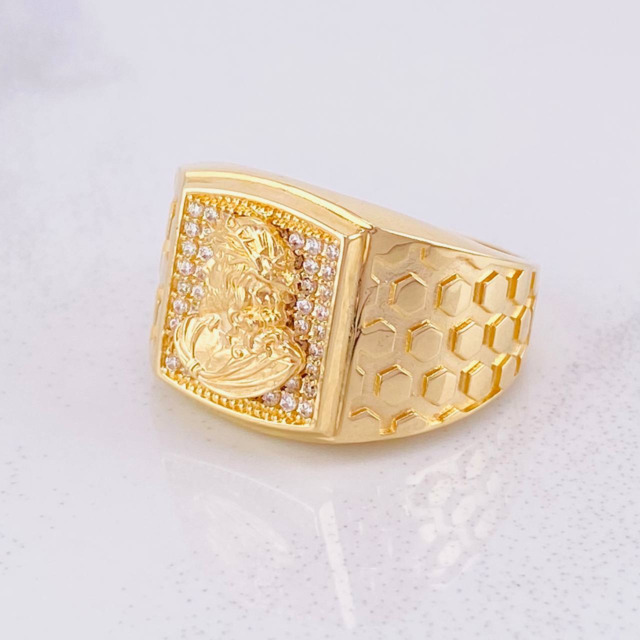 Anillo Rostro Cristo 9.7g / T10 Oro Amarillo 18K