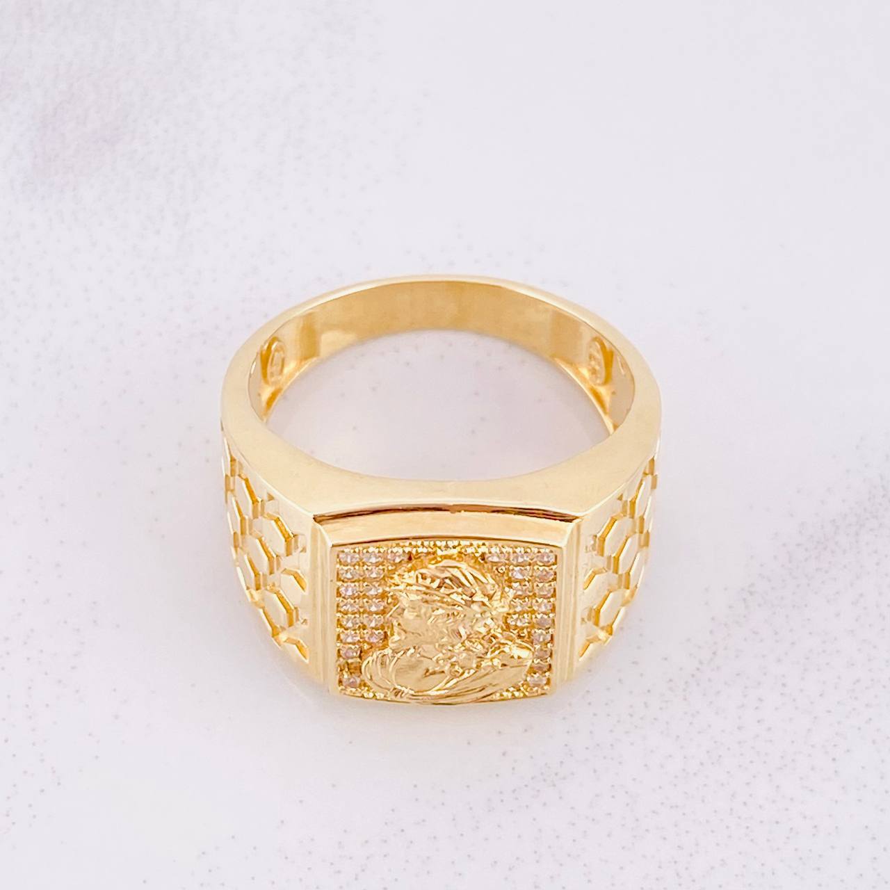 Anillo Rostro Cristo 9.7g / T10 Oro Amarillo 18K