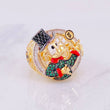 Anillo Pato Millonario Inspirado 12.2g / T9 Dos Oros Amarillo Blanco 18K