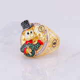 Anillo Pato Millonario Inspirado 12.2g / T9 Dos Oros Amarillo Blanco 18K