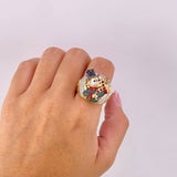 Anillo Pato Millonario Inspirado 12.2g / T9 Dos Oros Amarillo Blanco 18K
