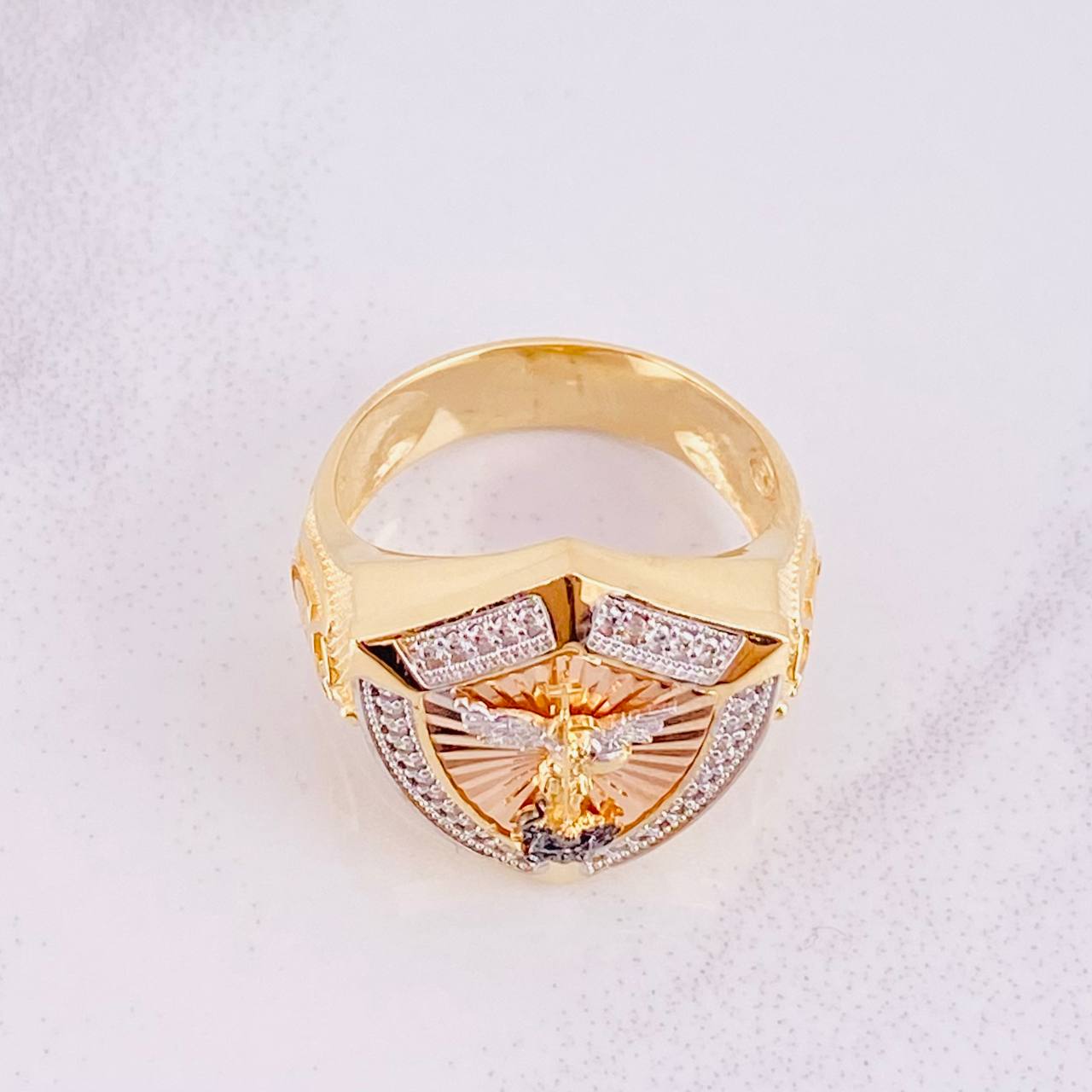 Anillo Medalla San Miguel Arcangel 10.8g / T11 Tres Oros 18K