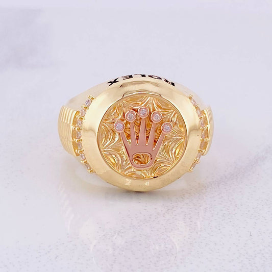 Anillo Circulo Corona 13.05g / T10 1/2 Dos Oros Amarillo Rosa 18K