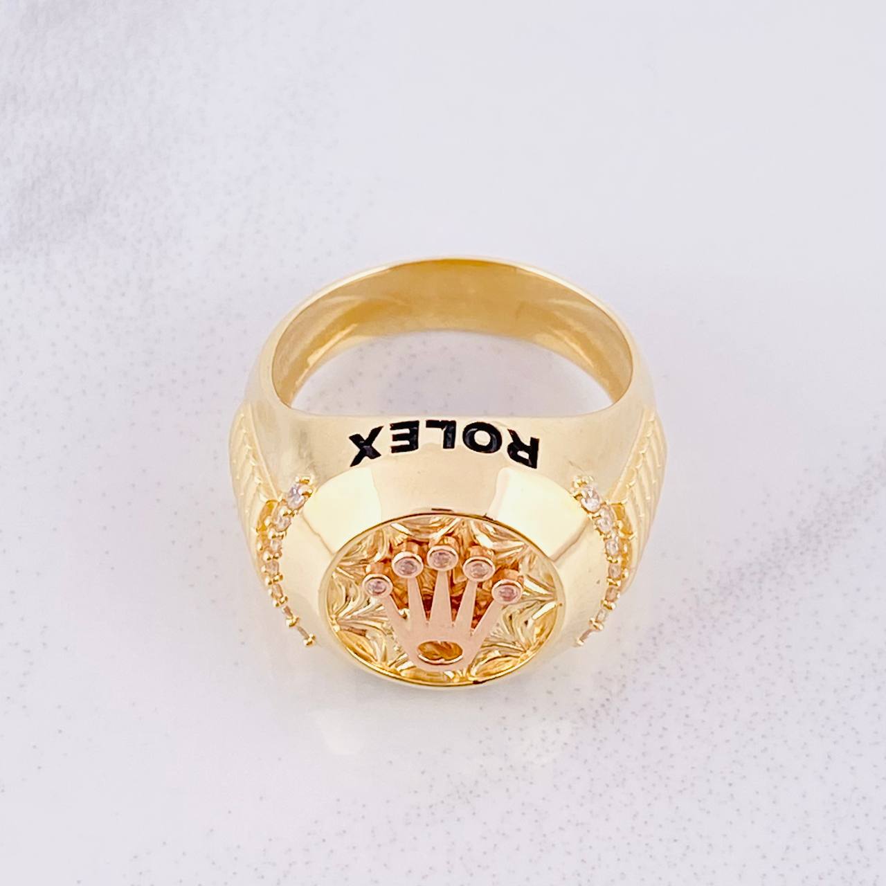 Anillo Circulo Corona 13.05g / T10 1/2 Dos Oros Amarillo Rosa 18K