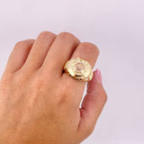 Anillo Circulo Corona 13.05g / T10 1/2 Dos Oros Amarillo Rosa 18K