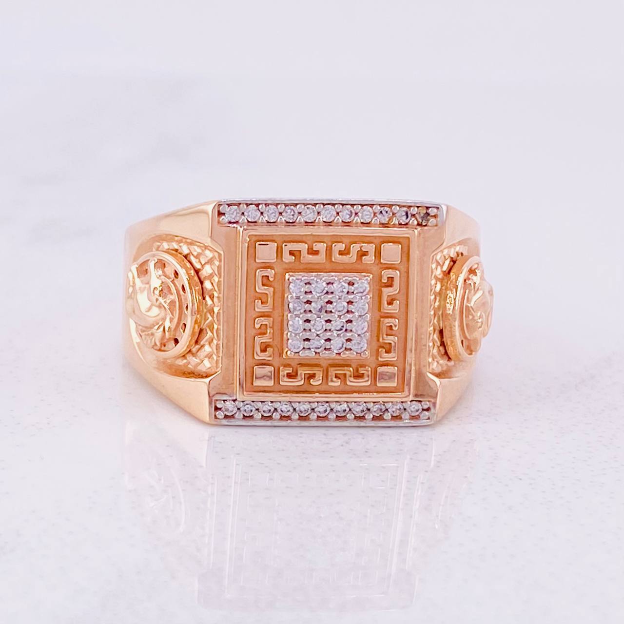 Anillo Cuadrados Herradura Caballo 11.75g / T11 1/4 Oro Rosa 18K