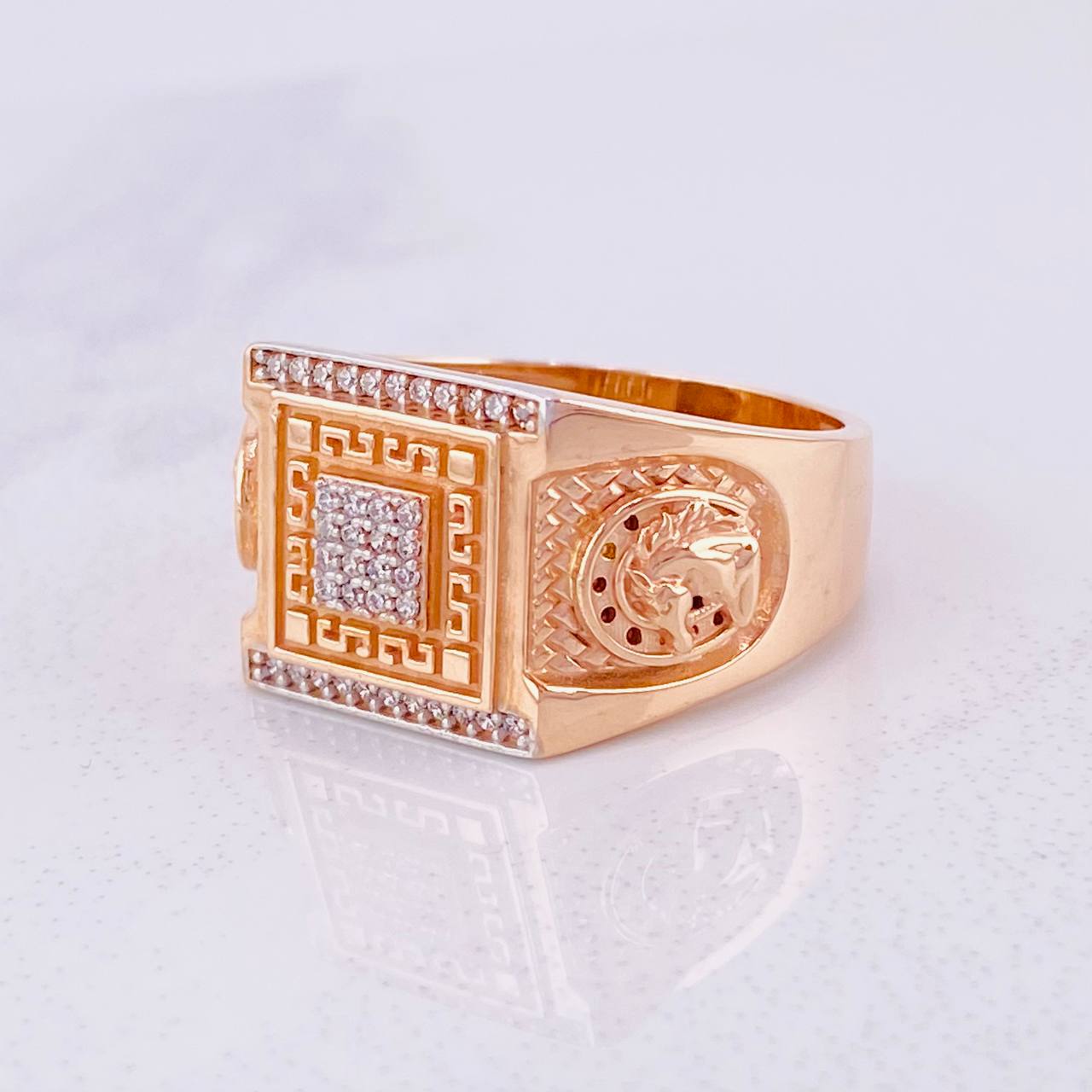 Anillo Cuadrados Herradura Caballo 11.75g / T11 1/4 Oro Rosa 18K