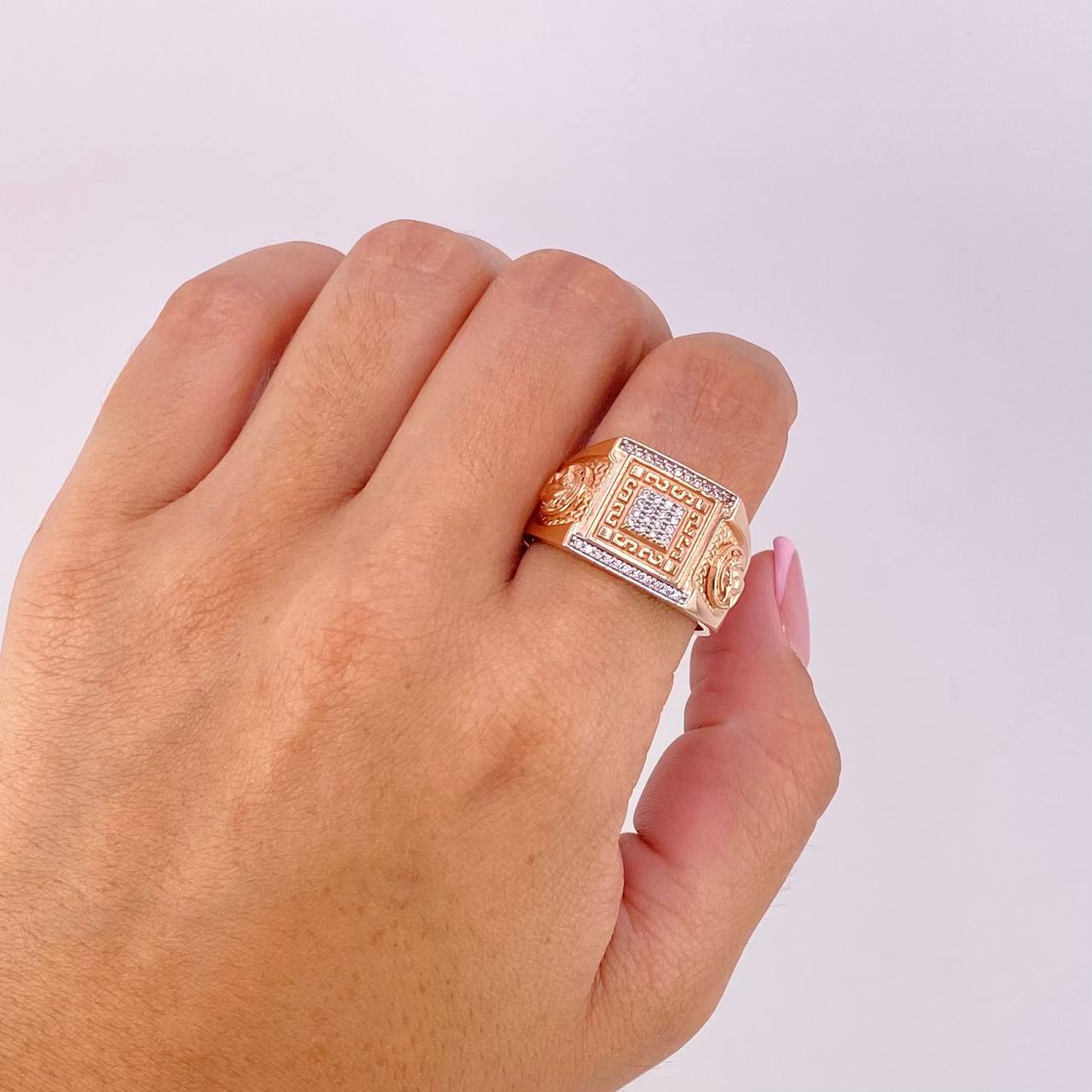 Anillo Cuadrados Herradura Caballo 11.75g / T11 1/4 Oro Rosa 18K