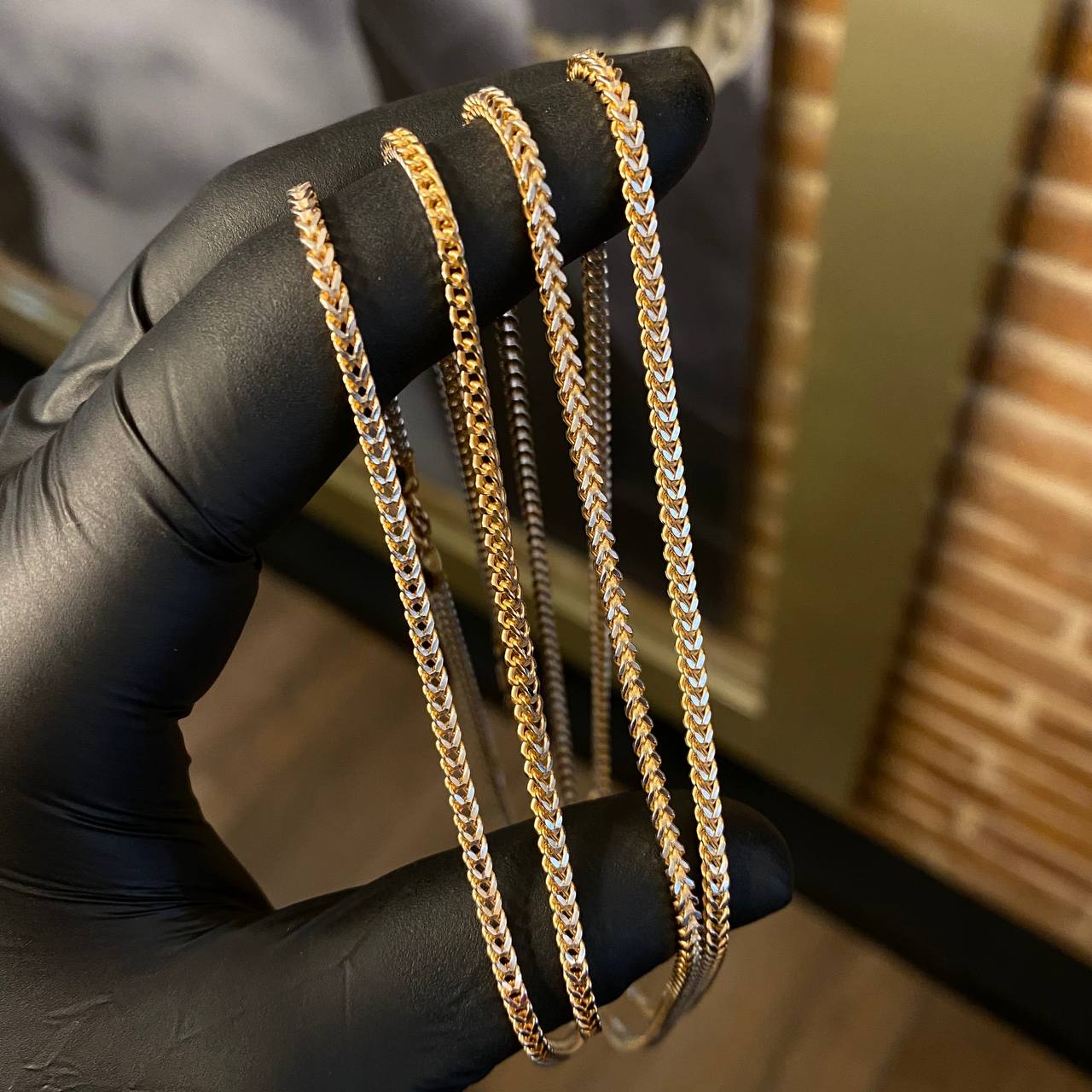 Cadena Franco 8.4gr / 60cm / 2mm Dos Oros Rosa Blanco +4*