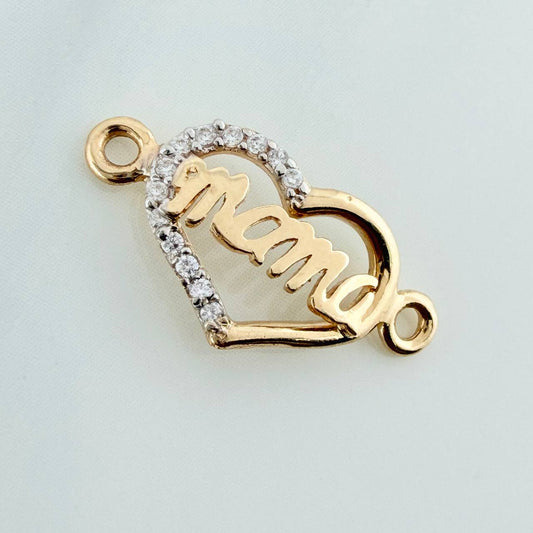 Herraje Corazon Mamá 0.95gr / 2cm / Dos Oros Amarillo Blanco 18K
