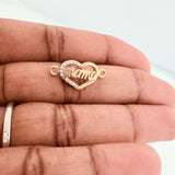 Herraje Corazon Mamá 0.95gr / 2cm / Dos Oros Amarillo Blanco 18K