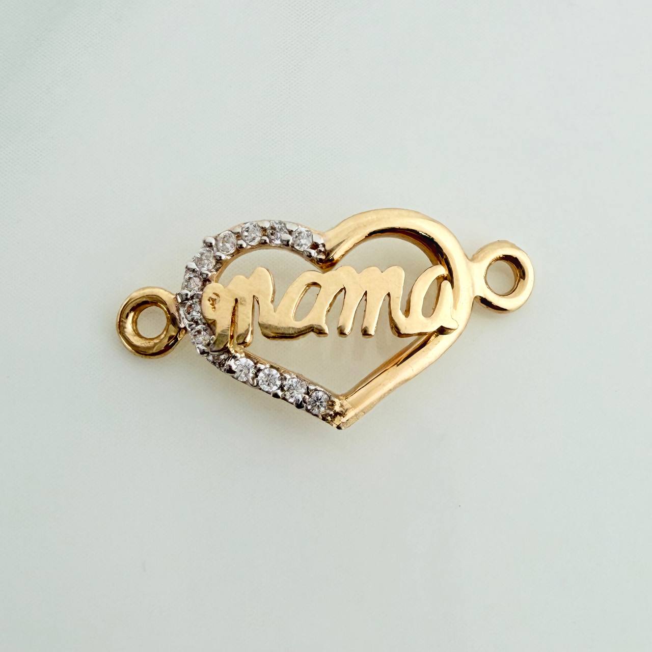 Herraje Corazon Mamá 0.95gr / 2cm / Dos Oros Amarillo Blanco 18K
