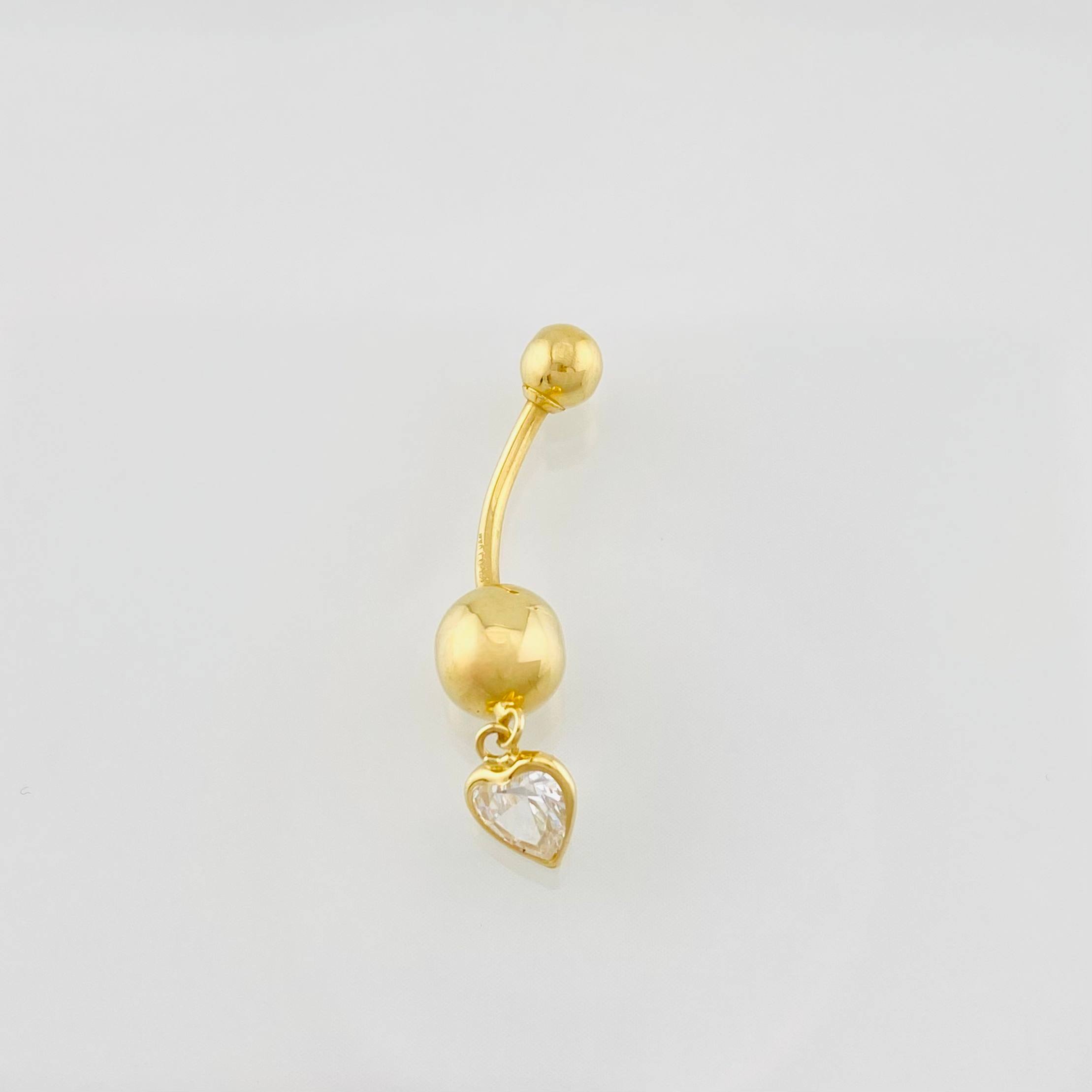 Piercing Curvo Corazon 0.75g / 2.5cm Oro Amarillo 18K