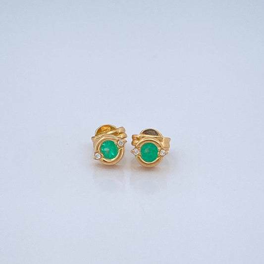Topos Circulo Esmeralda 1.4gr / 1.2cm / Oro Amarillo18K %